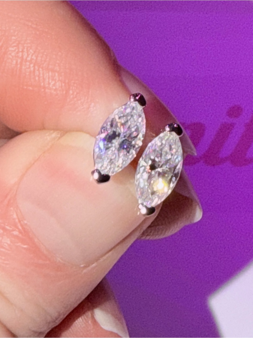 Marquise Moissanite Stud Earrings - Picture 1 of 3